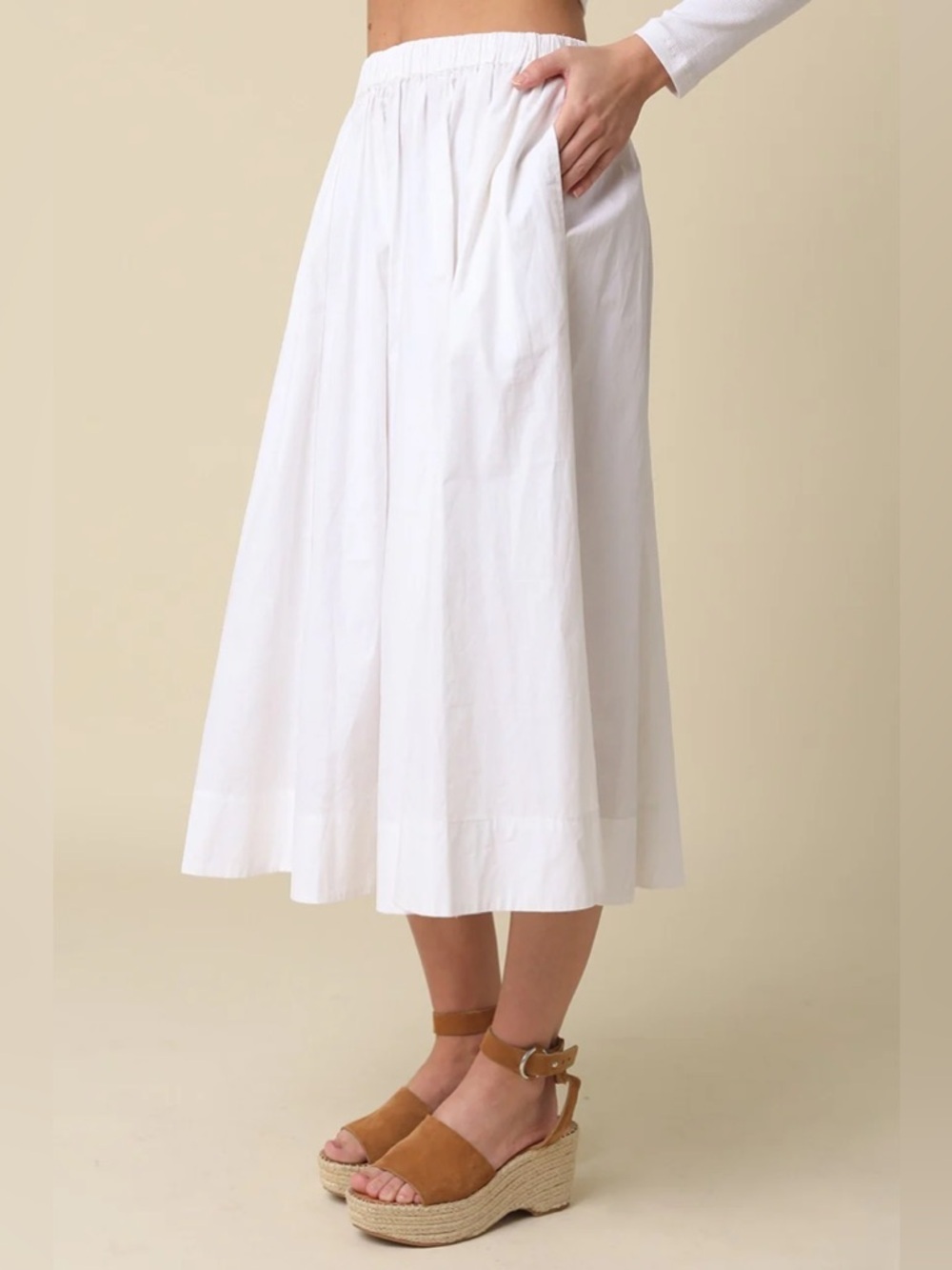 White Poplin Skirt - Picture 5 of 6